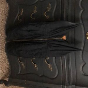 Ali Ro black mini dress with gold zipper on front